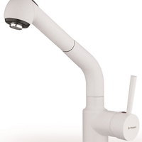 Baterie de bucatarie Pyramis BALATA SNOW, finisaj granit, cartus ceramic, monocomanda, dus extractabil, alb