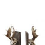 Set 2 suporturi carti Skull, Rasina, Maro, 27x8.5x21 cm