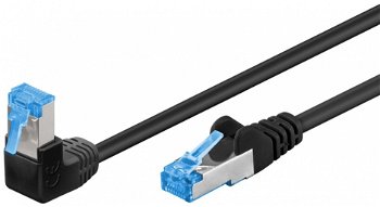 Cablu de retea cat 6A SFTP LSOH cu 1 unghi 90 grade 10m Negru, Goobay G51561, Goobay