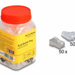 Set 50 buc conector de retea RJ45 FTP pentru Cat.6 (easy connect) + manson transparent, Delock 66905, Delock