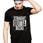 Tricou negru barbati - Straight Outta Buzau, M