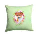 Caroline`s Treasures Jack Russell Terrier # 1 Flori verzi Fabric pernă decorativă Mltcl 14Hx14W, 