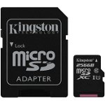 Card Kingston microSDXC Canvas Select 80R 256GB Clasa 10 UHS-I U1 80 Mbs cu adaptor SD