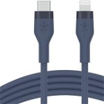 Cablu de incarcare Belkin, Boost Charge Flex, Silicon, USB-C la tip Lightning, 3M, Albastru