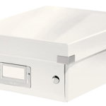 Cutie depozitare Leitz WOW Click & Store Organizer, carton laminat, partial reciclat, cu capac, 22x10x28 cm, alb, Leitz
