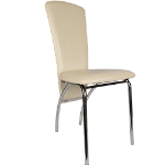Scaun bucatarie tapitat crem IP21834 Depozitul de scaune Tulipan, tapiterie piele ecologica, cadru metal argintiu, max. 100 kg, 40 x 48 x 89 cm, depozituldescaune