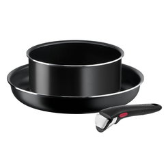 Set vase TEFAL Easy Cook & Clean Beginner L1539243, 3 piese, 20-28cm, aluminiu, negru