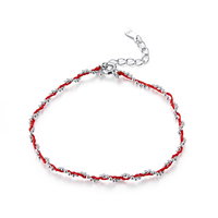 Bratara din argint cu snur Red Beads