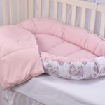 Set 4 piese babynest model unicorni roz pal cu paturica plus roz, Paturica fermecata