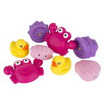 Set 8 animalute de baie, Fara gauri, Cu gentuta pentru transport, Fara BPA, Floating Sea Friends, Playgro, Pink