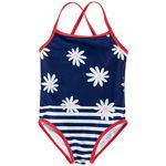 Costum de baie intreg Chicco, fetite, alb cu bleumarin