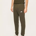 Nike, Pantaloni de trening cu logo brodat, Albastru inchis, M