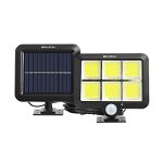 Proiector solar Karemi, 12 W, 120 lm, 6000-6500 K, 2400 mAh, ABS, 120 LED, tip COB, senzor miscare, lumina alb rece, Karemi