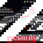 Card de memorie SANDISK Extreme, microSDXC, 128GB, 160MB/s, clasa 10/U3/V30/A2, UHS-I, adaptor