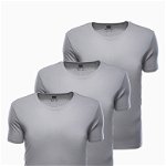 Set de tricouri de bumbac cu decolteu la baza gatului - 3 piese, OMBRE