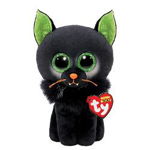 Jucarie de plus TY Beanie Boos - Olander Pisica neagra cu verde, 15 cm TY36497, Meteor Cee Rom