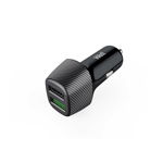 Incarcator auto Well, 1x USB-A QC 3A, 1x USB-A 2.4A, 30W, negru