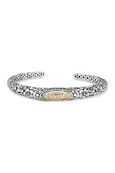 Bijuterii Femei Samuel B Jewelry Sterling Silver 18K Gold Oval Hammered Floral Bracelet SILVER AND GOLD
