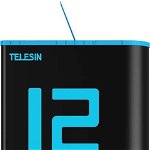 Baterie camera video sport GoPro de la Telesin compatibila cu Hero 12 / 11 / 10 / 9, 1750 mAh, autonomie 112 minute, Negru