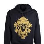 Versace Jeans Couture Baroque Crystal Hoodie NERO ORO, Versace Jeans Couture