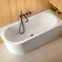 Cada baie asimetrica Besco Avita A-Line 170x75cm, acril, orientare dreapta, ventil click-clack cu top cleaning alb, alba