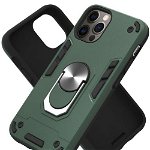 Protectie Spate Lemontti Armour Series 2-in-1 EDA00710702H pentru Apple iPhone 12, iPhone 12 Pro + Suport ring magnetic (Verde)