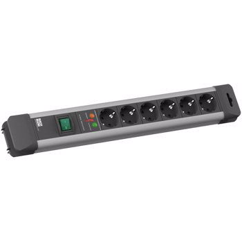 Prelungitor cu protectie la supratensiune Bachmann CONNECTUS, 6 prize Schuko, intrerupator, cordon 2m