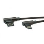 Cablu USB 2.0 tip C la USB tip A reversibil unghi 90 grade T-T 0.8m negru
