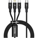 Cablu Incarcare Baseus USB Type-C - Lightning / MicroUSB / USB Type-C Rapid, 1.5 m, 20W, CAMLT-SC01, Negru, Baseus