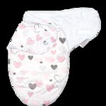 Sistem de infasare Baby swaddle Inimioare Bumbac Alb, Amy, 72x60 cm, Amy