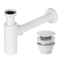 Sifon estetic pentru lavoar cu ventil Click-Clack universal Rea alb mat