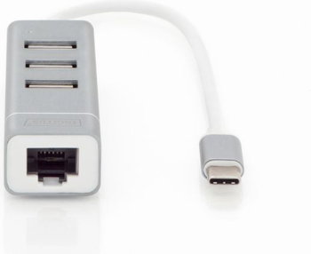 HUB USB 2.0, 3 porturi, Type C, port LAN, Digitus, Digitus