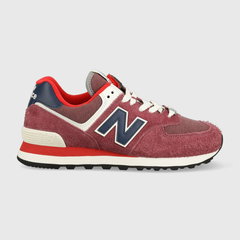New Balance, Pantofi sport cu insertii din piele intoarsa 574, Rosu, 45.5 New Balance, Pantofi sport cu insertii din piele intoarsa 574, Rosu, 45.5