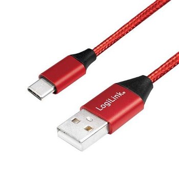Cablu LogiLink USB 2.0 Logilink Cu0148 Usb A - Usb-c, M/m, Roșu, 1m, LogiLink
