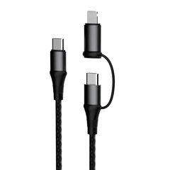 Cablu de incarcare si date FIXED cu impletitura, conectori USB-C/Lightning. suport PD, 1,2 m, MFI, negru