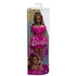 Papusa fashionista satena cu rochie roz, Barbie, 