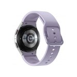 Smartwatch Samsung Galaxy Watch 5 SM-R905 4G LTE, Procesor Exynos W920, ecran 1.2", 1.5GB RAM, 16GB Flash, Bluetooth 5.2, Carcasa Aluminiu, 40mm, Bratara silicon, Waterproof 5ATM (Argintiu/Mov)
