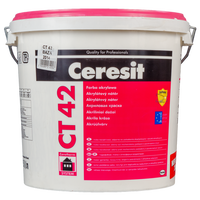 Vopsea acrilica exterior Ceresit CT 42, alb, 15 l, Ceresit