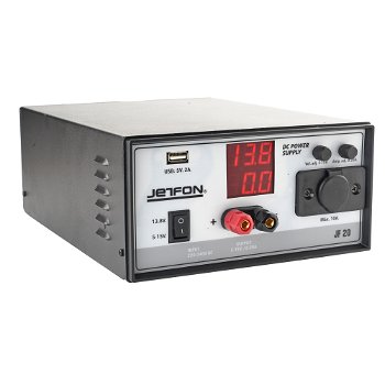 Sursa de tensiune PNI Jetfon JF-20, 5-15V reglabil, 13.8V fix, 5V USB, 0-20A, 220-240V, negru, PNI