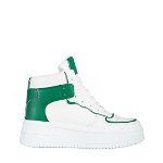 Pantofi sport dama albi cu verde din piele ecologica Naila, Kalapod