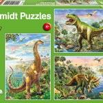 Puzzle Schmidt - Aventurile dinozaurilor, 3x48 piese, Schmidt Spiele