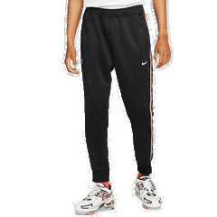 Nike, Pantaloni de trening cu logo contrastant Repeat, Negru, L