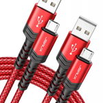 Set de 2 cabluri Micro USB Jsaux, rosu/negru, 2 m