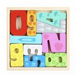 Tetris si puzzle cifrele colorate 0-9, Joc Montessori din lemn, Krista