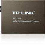 Switch media convertor TP-Link, 2 porturi (1x100Mbps SC, 10/100 Mbps (RJ-45)), BiDi 10/100Base-TX to 100Base-FX (SC), Single-Mode, 20Km, WDM type A (se foloseste in pereche cu MC112CS), single fiber, montabil in sasiu, TP-Link