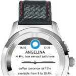 Smartwatch MyKronoz ZeTime Premium 44MM, Ecran Touchscreen TFT 1.22", Bluetooth, Bratara Piele, Rezistent la apa (Negru/Negru/Rosu)