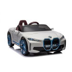 Masinuta electrica bmw i4 2x25w bluetooth mp3 lumini led fata-spate suspensii roti spuma eva scaun maro, Albacom