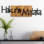 Decoratiune de perete lemn Hakuna Matata 4, Negru, 30x3x108 cm, Skyler