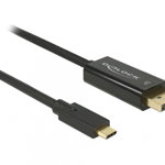 Cablu USB tip C la Displayport (DP Alt Mode) 4K 60 Hz T-T 2m, Delock 85256, Delock
