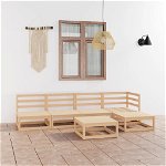 Set mobilier de gradina vidaXL, 6 piese, lemn masiv de pin, 70 x 70 x 67 cm, 50.75 kg
